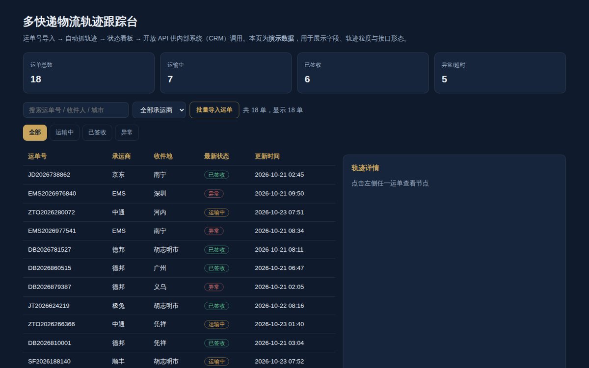 物流轨迹跟踪台界面截图